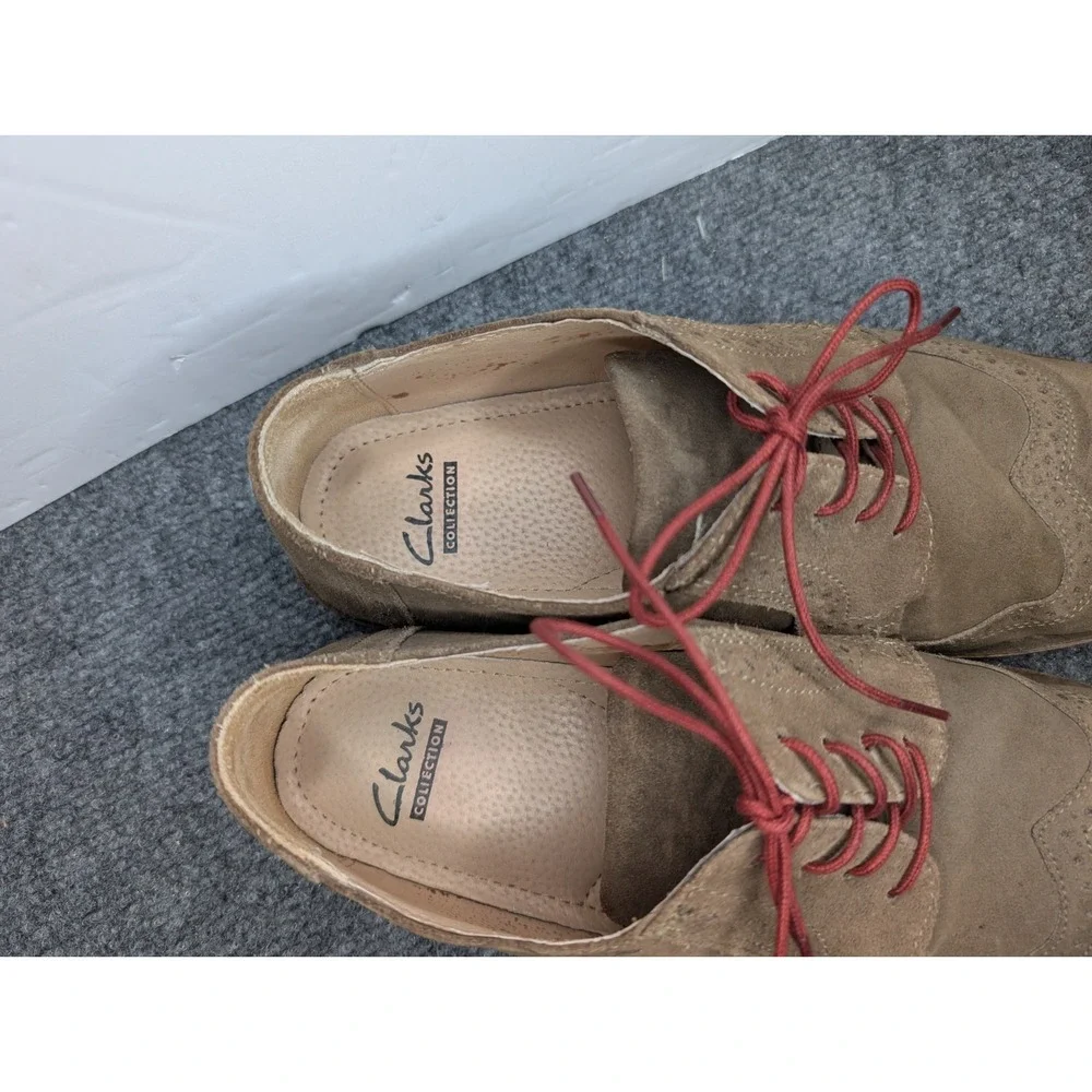 Clarks‎ Men's Tan Suede Dress Shoes Size 10.5 Oxfords Wingtip